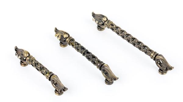 Quality High End Hardware Pull Handles Floral Openwork Pattern 24K Gold Plated for sale