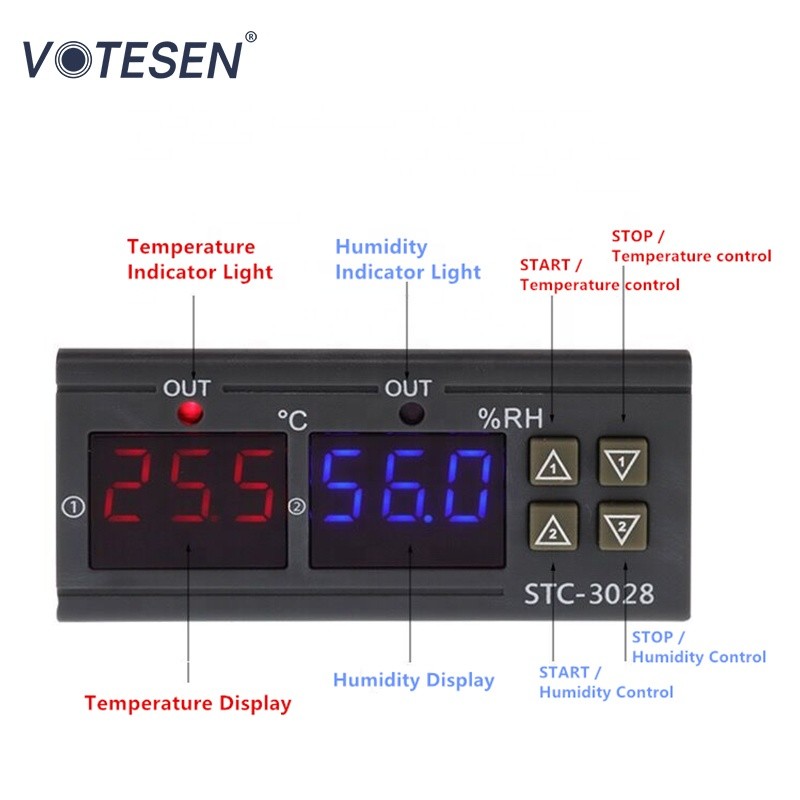 STC-3028 Digital Thermostat Controller Dual Display 75*34*85mm