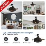 Remote Control Caged Light Ceiling Fan , Decorative LED Ceiling Fan