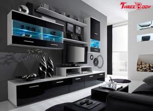 China High End Contemporary Bedroom Furniture Living Room Wall Units With LED Lights on sale