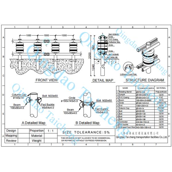 Rotate Freely Flame Retardant Roller Guardrail Oxidation Resistance