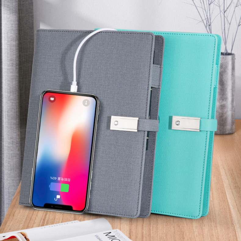Leather Softcover A5 A4 Leather Planner Notebook Multi Functional Rechargeable