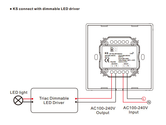 Plastic Rotary Led Dimmer Switch , Dimmable Led Switch With Remote 100-240W