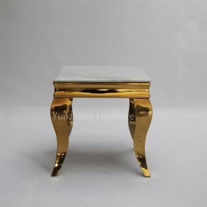 China Gold Metal Base White Marble Table Scratch Resistant Sofa Decorated Table on sale