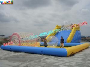 China Custom 0.9MM PVC tarpaulin Inflatable above ground pool slides for water toys on sale