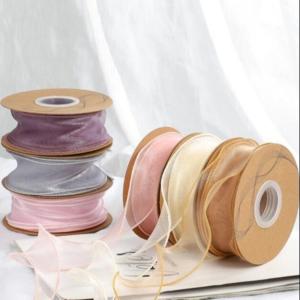China Solid Color Polyester Ribbon Roll 10 yards Wavy Shape Custom Logo on sale