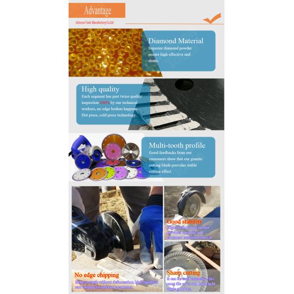 High Efficiency 110-230mm Diamond Saw Blades Sintered Hot Pressed Turbo Stone Cutting