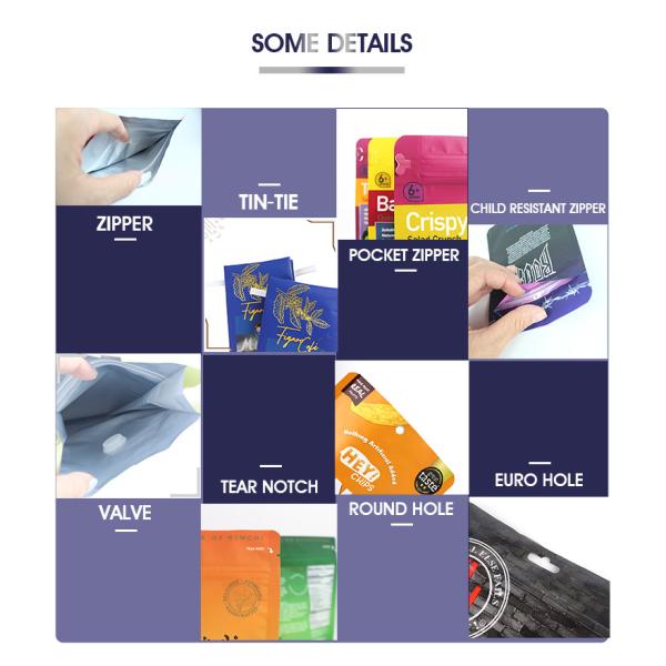 Free samples High Quality Food grade Kraft Paper 90g Snack Packaging Bags Stand Up Zipper Pouch With Clear window