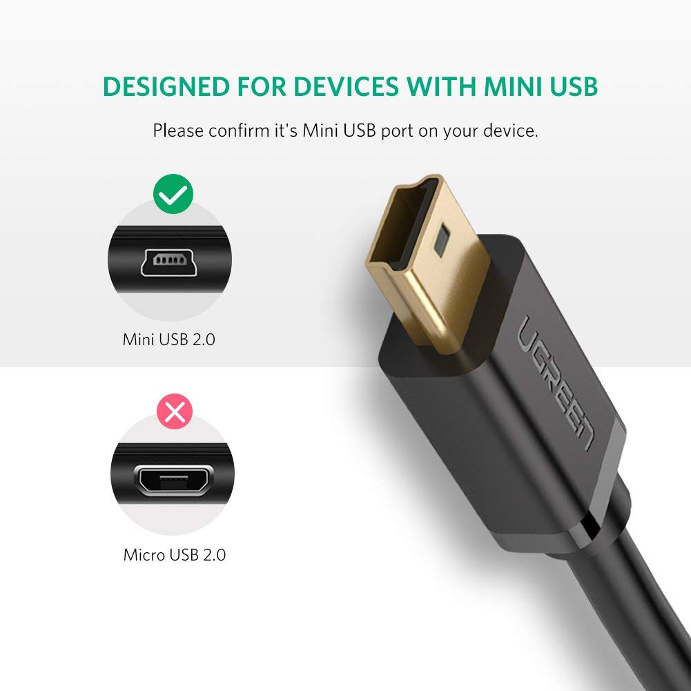 Mini USB Data Transfer Cable 1m 3ft USB 2.0 480Mbps For Camera MP3 Charging