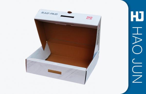 Quality Small White Cardboard Storage Boxes With Lids For Pad Packing , Glossy Lamination for sale