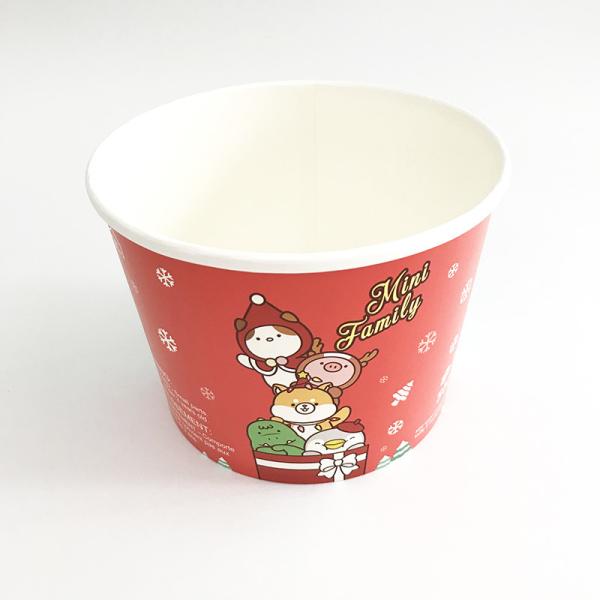 Recycled Ice Cream Paper Bucket With Lid 64oz Single Wall Custom Printed