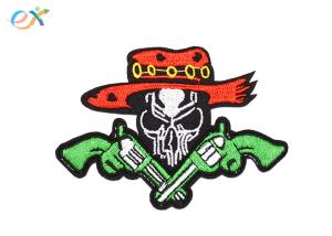 Buy cheap Twill Material Gun Skull Custom Motorcycle Patches Sew On Backing For Leather Vest product