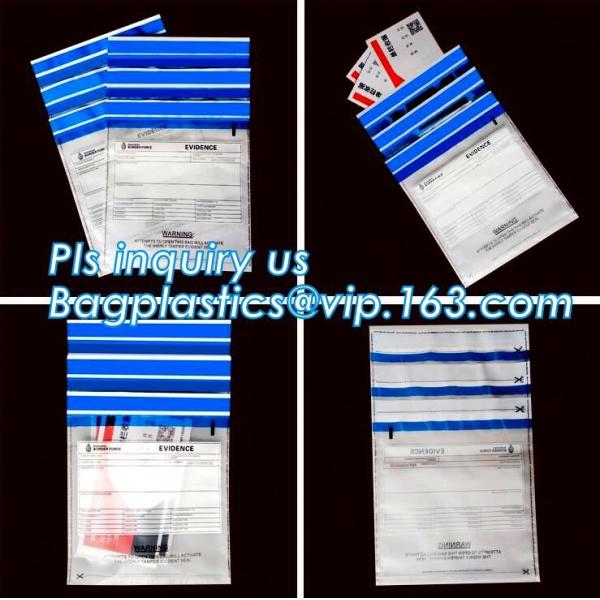 money locking security bag courier plastic bag, plastic self adhesive evidence bag/security bag, Temper-Evident Bags, De