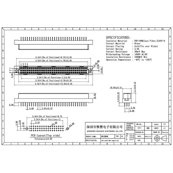 2x8 Pin Header 2.54 Mm Male Right Angle DIN 41612 Double Row 90 Degree