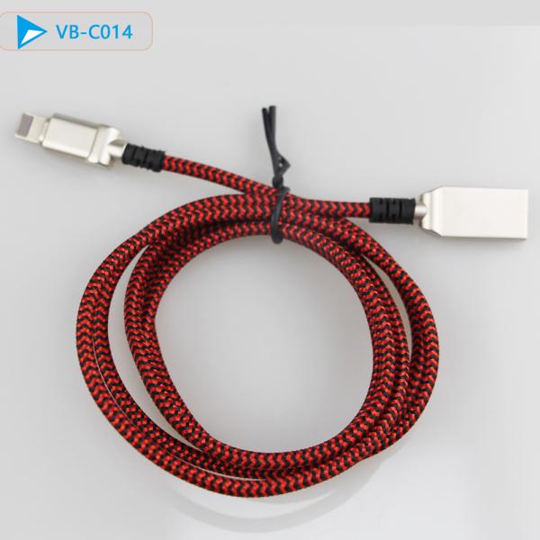 Nylon Braided USB Data Cable With LED Light IPhone 5 6 7 8 X XR IPad Compatible