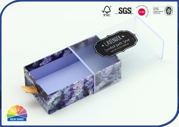 Quality Scent Soap Gift Package Drawer Paper Box Ribbon Pull Box 4c Print for sale