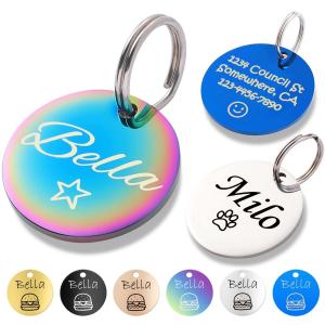 Aluminum Rustproof Dog Pet ID Nameplate Laser Engraving Black Silver Gold