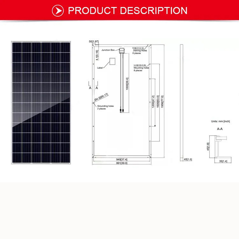 Solar Photovoltaic Panel 50W, Monocrystalline Silicon, Polycrystalline Silicon Power Generation System for Industrial, Agricultural, and Household