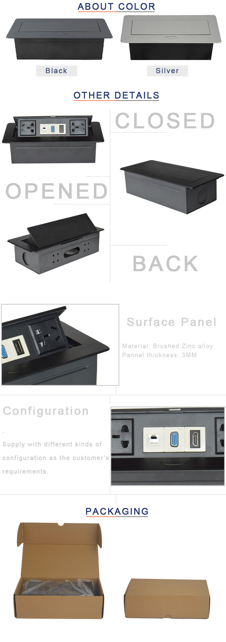 BNT Tabletop Pop Up Multimedia Socket For Training Room BD620-2R
