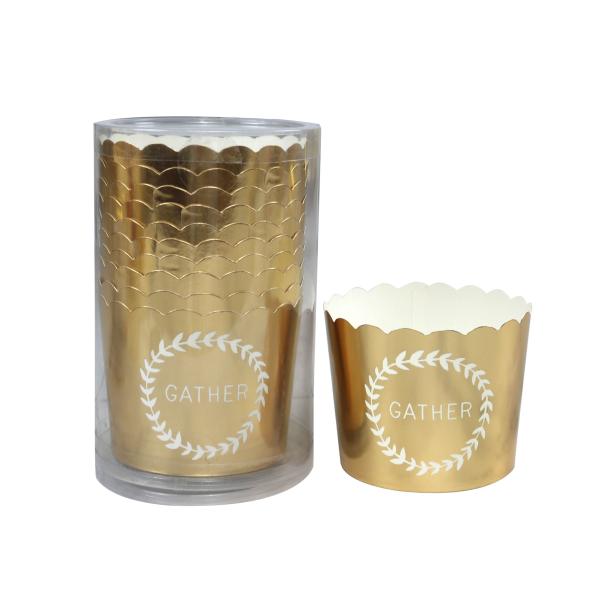 Quality Gold Cupcakes Baking Muffin Cups Customized Size Paper Baking Liners for sale
