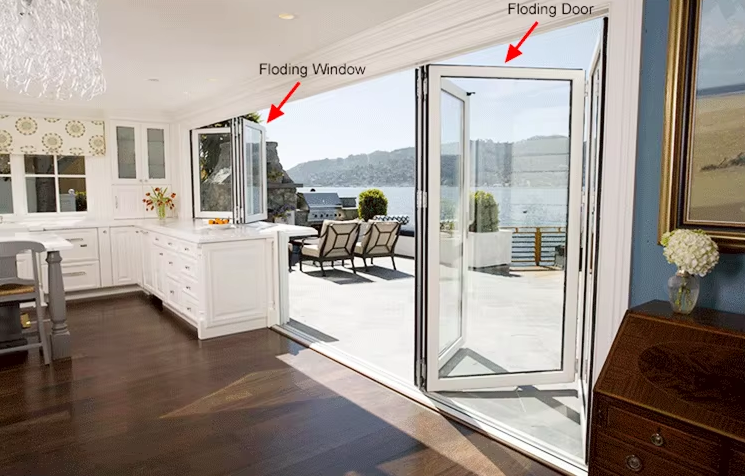 Sound And Thermal Insulation Customised Toughened Clear Tinted Glass Folding Windows