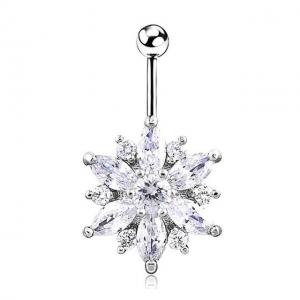 Buy cheap Newest flower shaped navel ring zircon belly button ring piercing jewelry product