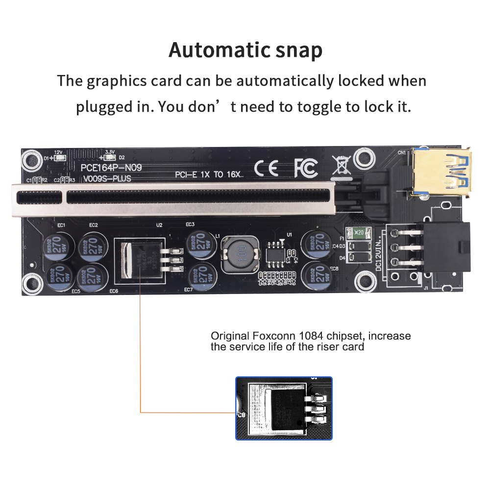 High Quality PCI Express X16 Pci E 009S Plus pcie riser with USB3.0 Cable