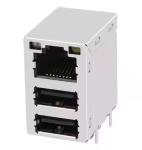RJ45 Connector With USB JFM38U1M-B313-4F 100/1000 Base-T Tab Up