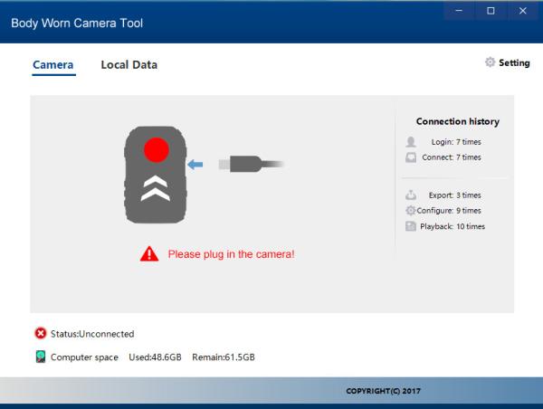 Quality 500GB HDD Body Worn Camera Software For Bodycam Data Uploading for sale
