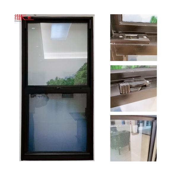 Vertical 48x36 Window Double Hung Bathroom Black With Tempered Glass
