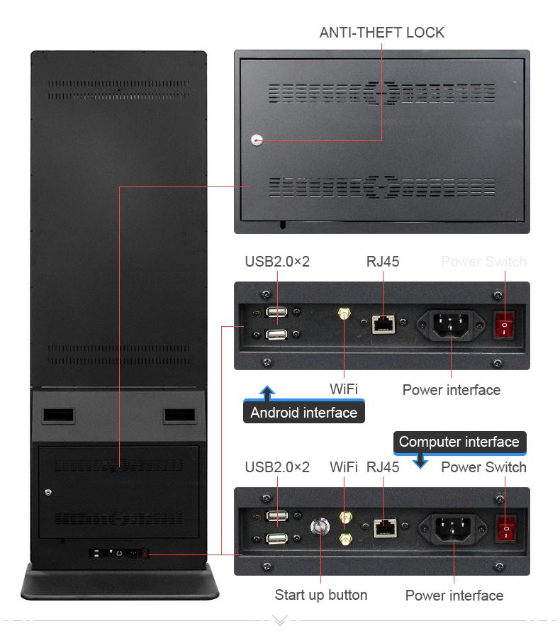 Infrared Touch Screen Digital Signage with Full HD Resolution and Multi-OS Support for Interactive Display