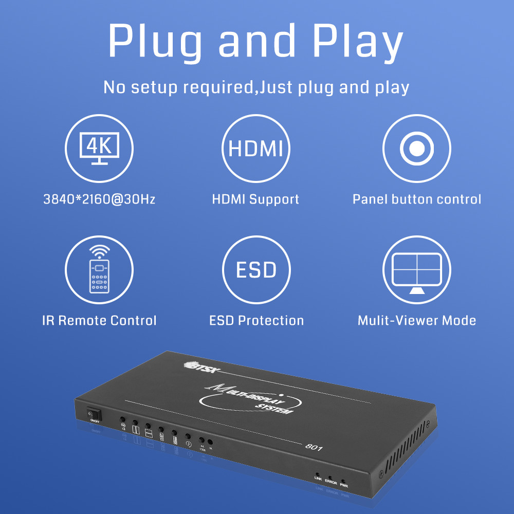 3x2 1x5 1x7 2x2 HDMI Multi Viewer Point To Point Plug And Play 4K TV Video Switcher