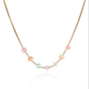 Custom Name Necklace Individual Letters Enamel Personalized Gold Necklace Initials