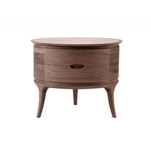 Small Modern Bedside Tables Dark Wood Round Nightstand Mute Slide Rail
