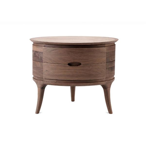 Quality Small Modern Bedside Tables Dark Wood Round Nightstand Mute Slide Rail for sale