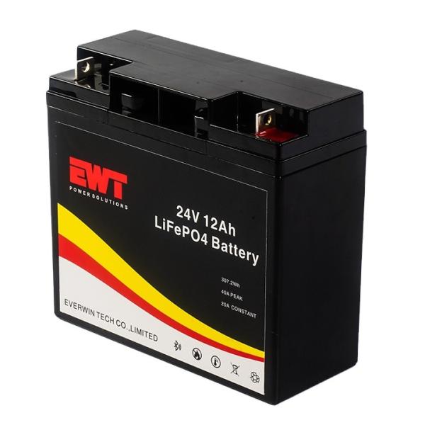 Quality 24V 12AH VRLA Lifepo4 Battery Deep Cycle Lithium Iron Phosphate Battery Max discharge current 10A Continuous The charging ratio 0.2C for sale