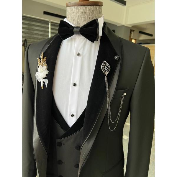 Slim Fit Black 36''-46'' Classic Gentleman'S Tuxedo