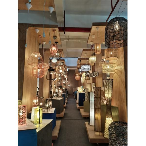 Sustainable Rattan Table Lamp , Durable Rattan Bedside Light Switch Control