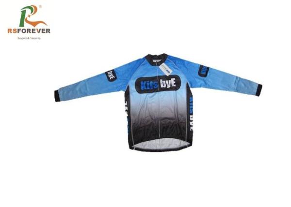 Quality Blue Long Sleeves Printed Cycling Jerseys Custom Mens Bib Shorts Sublimation Printing for sale
