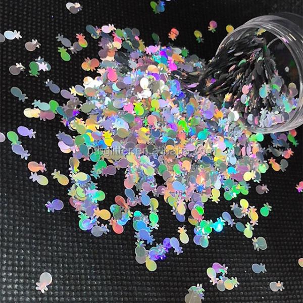 Ready for Shipping Colorful Holographic Silver Pineapple Glitter Shape and Eco-friendly Material