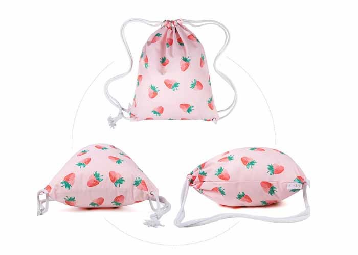 Customized Adjustable Strap Cotton Drawstring Backpack Unisex Pink Bag