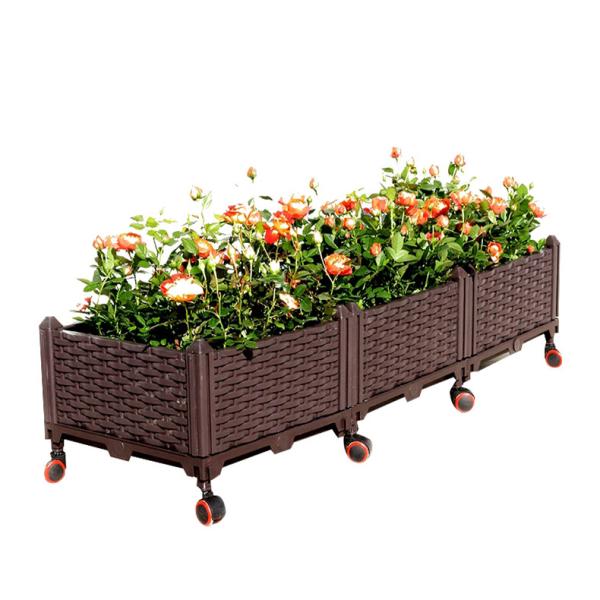 Quality Self Watering Rectangular Raised Planter Box Storable Plastic Flower Box Planter for sale