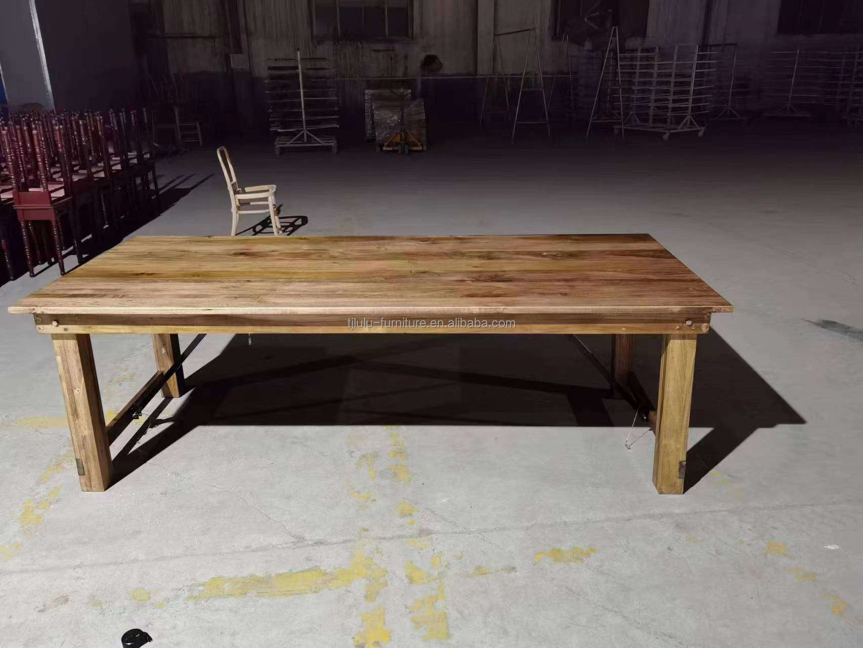 Banquet Hotel Home Wooden Folding Farm Table with Solid Pine Wood