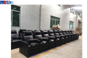 China 5-Seat Genuine Leather Power Recliner Home Theatre Seating Push Back Recliner With Remote Control on sale