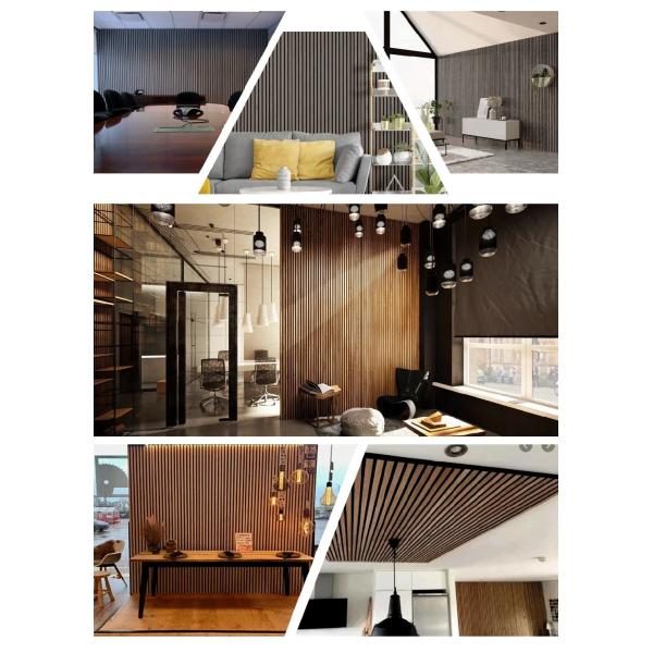 Tech Oak Walnut Wooden Veneer Wood PET Noise Absorbing Wall Panels Wood Slat Acoustic Panel