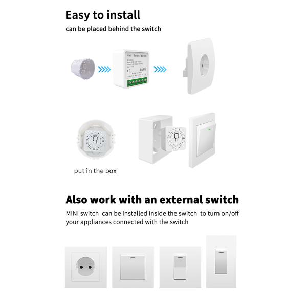 16A 433Mhz Wireless Kinetic Energy Switch 2 Way Push Button Waterproof Light Switch