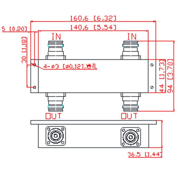 600-4000MHZ 4.3-10 Female 3dB Hybrid Coupler