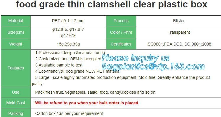 Blister large clear plastic fruit container with lid for fruit packaging,blister fruit box /container/ fruit Tray/ Clear