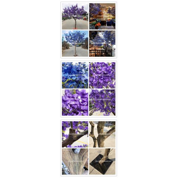 Safe Jacaranda Wood Purple Artificial Flower Tree Fire Retardant