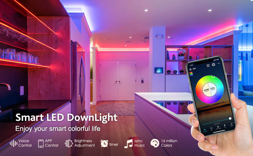 Smart Downlights APP Group Control Bluetooth Mesh Network Led Music Bulb